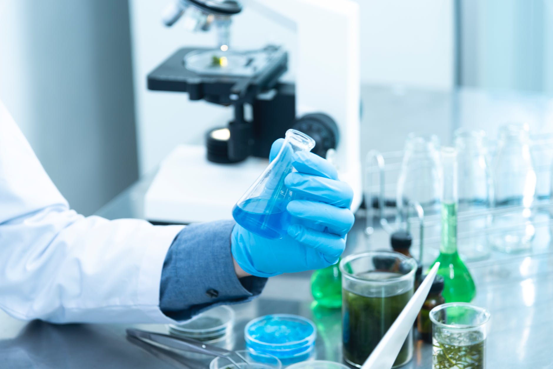 person holding laboratory flask