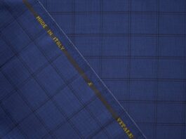 stylish checkered blue fabric with made in italy text