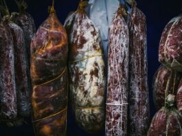 hanging raw meats
